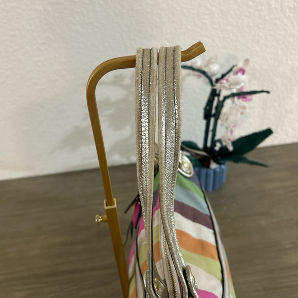 COACH 19021 POPPY LEGACY STRIPE GLAM TOTE Shoulder Bag Sequins Multicolor - Picture 4 of 8